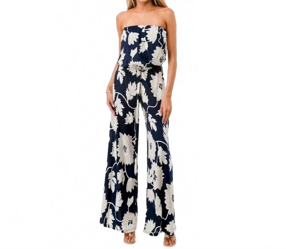 NEW ARIELLA tube wide leg jumpsuit in navy